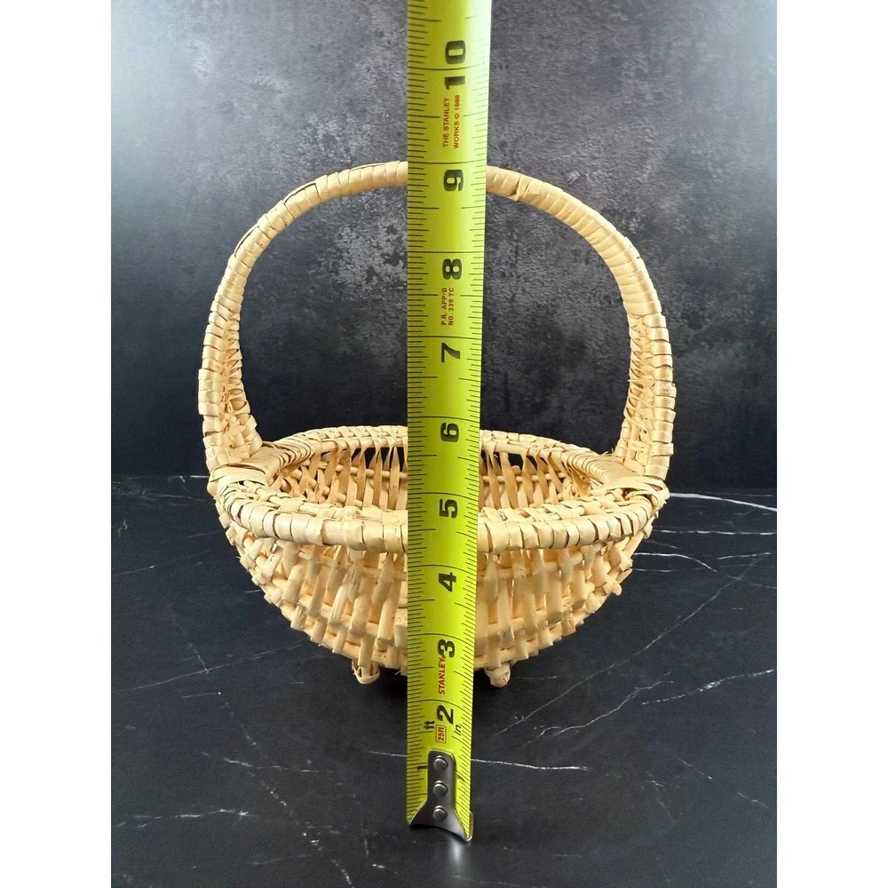 VTG Hand Woven Splint Gathering Basket with Handle 9.5